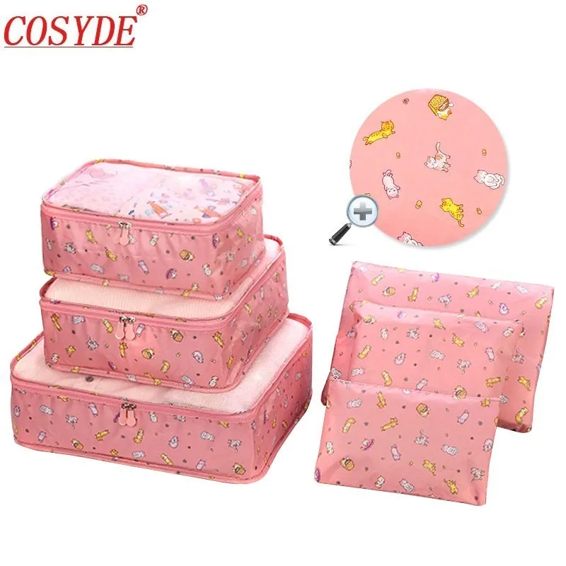 

6PCs/Set Packing Cubes Waterproof Travel Bag For Clothes Polyester Luggage Organizer Functional Travel Accessories Storage Pouch