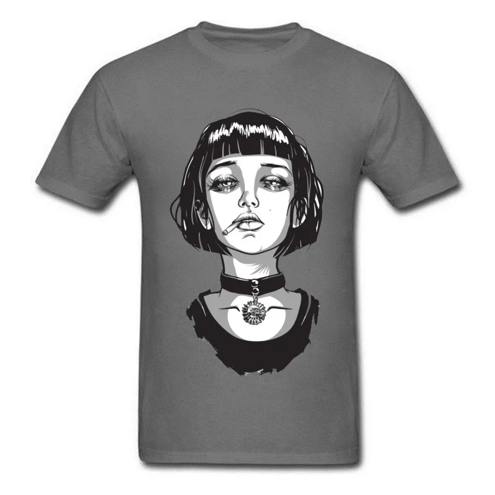 1847126mathilda1 T Shirt Retro Round Collar Unique Short Sleeve 100% Cotton Men T Shirt Classic Tops Tees Free Shipping 1847126mathilda1 carbon