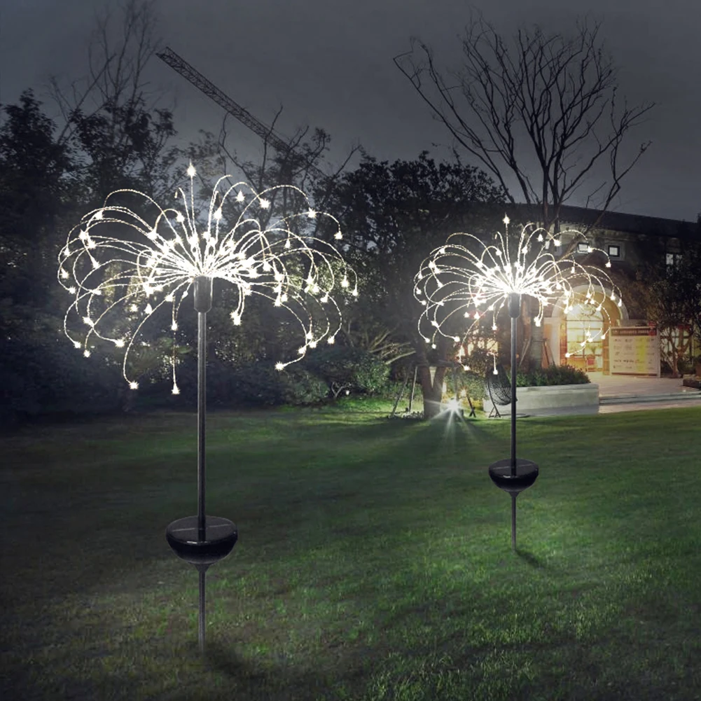 

2PCS Landscape Holiday Solar Powered Copper Wire Firework LED Colorful Lawn Lamp