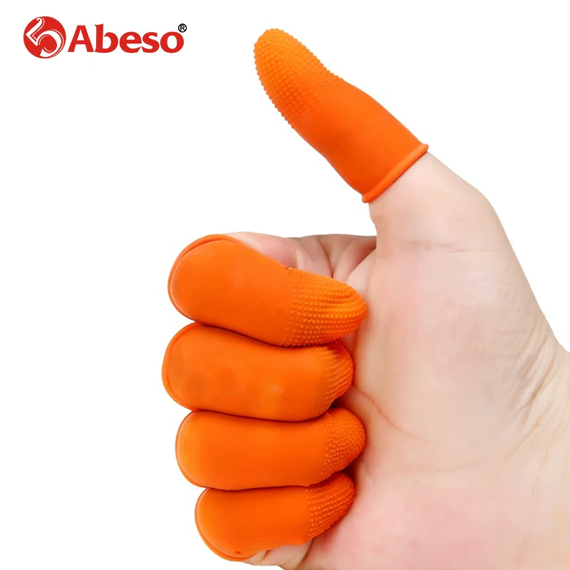 

10/30/60PCs ABESO Antiskid Durable Antislip Latex Oranger White Mix Size Finger Cots Counting Cleaning Electronic Finger Cots