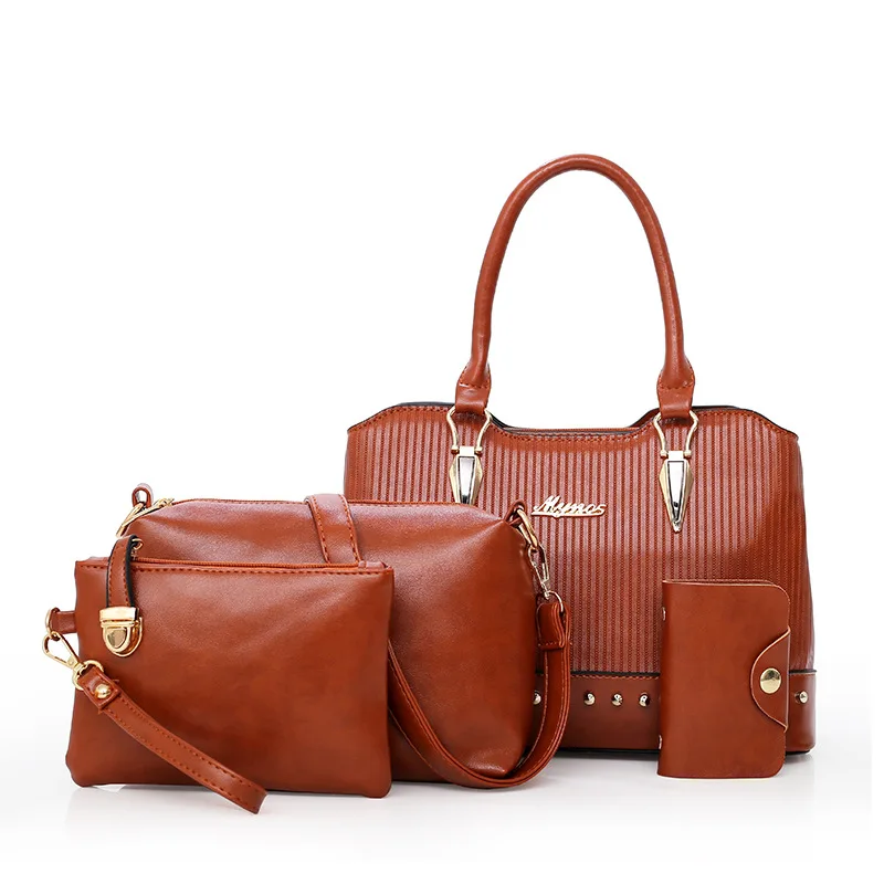 

Lauri Laki 4 Pcs Sets Women PU Leather Top-handle Bags Ladies Purse Casual Large Capacity Vintage Retro Shoulder Bags Tote 2018