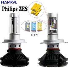 X3 H1 H3 H4 H7 H11 9005 9006 Car LED Headlights Bulbs 50W 6000LM with Philips ZES Chips 6500K Car LED Headlamp Light Sourcing