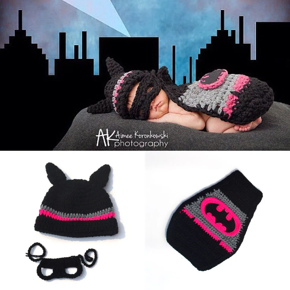 Latest Newborn Baby Boys Crochet Photo Props Hot Cartoon Costume Infant Baby Halloween Costume Bebe Fotographia Props 1set