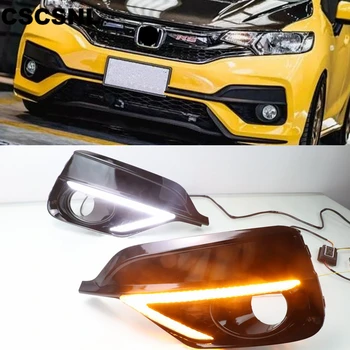 

2PCS For Honda Fit Jazz Sport RS 2018 2019 Turn Yellow Signal Relay Waterproof Car DRL 12V LED Daytime Running Light Fog Lamp