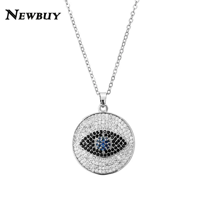 

NEWBUY Evil Eye Necklace For Women Luxury Cubic Zirconia Pave Setting Jewelry Trendy Silver/Gold Link Chain Pendant Necklaces