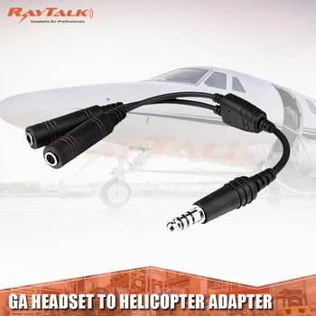 

Avaition Headset Spare part, Helicopter to General Aviation Headset Adapter Cable, GA Dual Plug to U174 Helicopter, High Quality