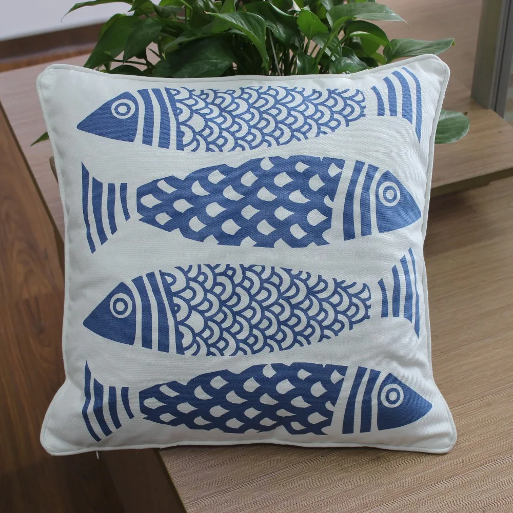 VEZO HOME printed fish cotton canvas sofa cushions cover home
