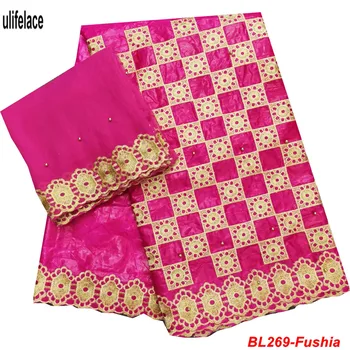 

Fucshia Baeded Bazin fabric riche cotton for wedding dress High Quality African Bazin Riche Getzner Lace Fabric 2019 BL-269