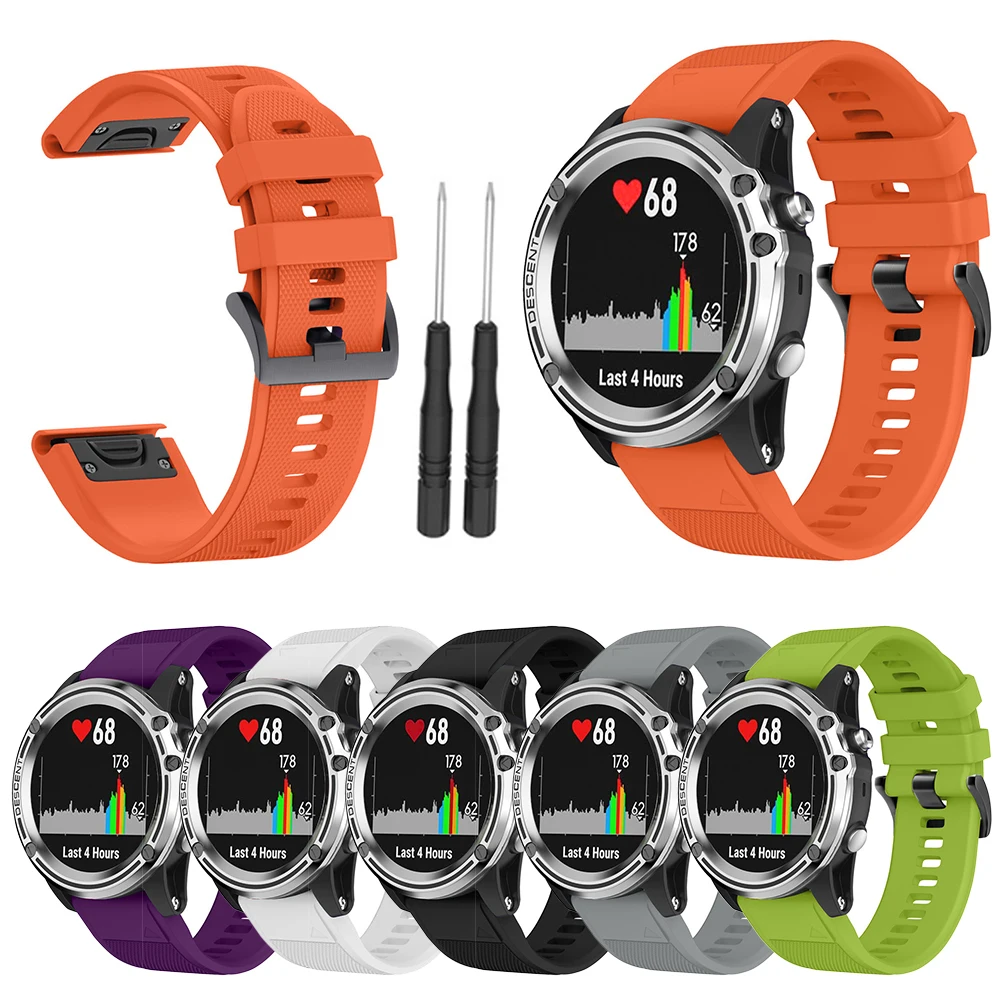 Силиконовый ремешок для часов Garmin Fenix 5/5Plus 15 цветов темно синий/армейский