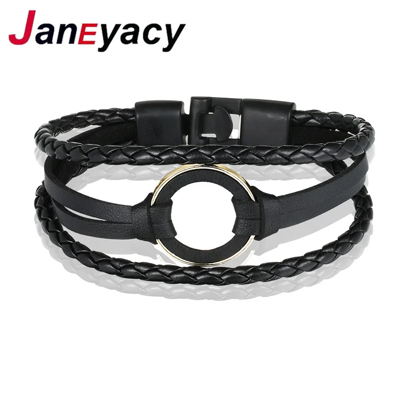 

Janeyacy 2018 NEW Infinite Braided Men's Bracelet Round Wood Fashion Bracelet Men's Leather Bracelet Lady Pulseras Accessories