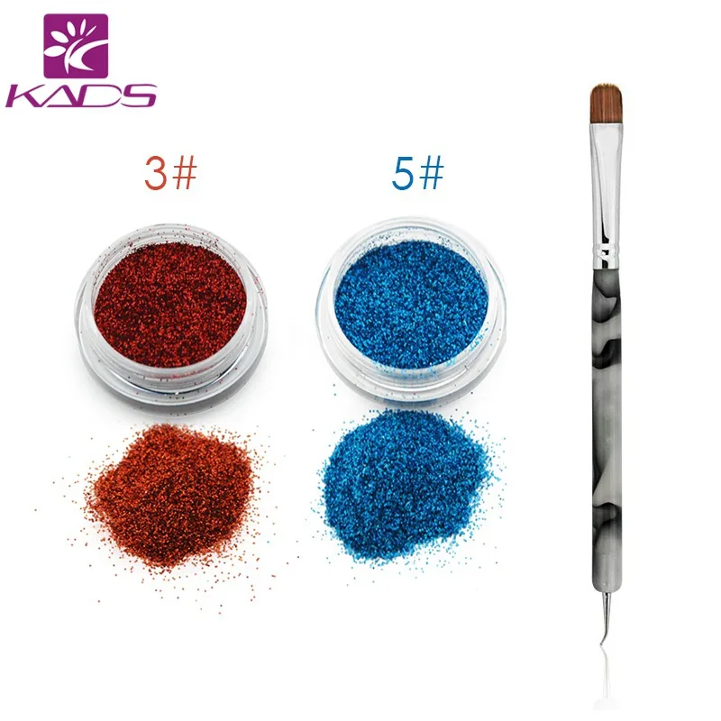 KADS 6 комплектов Модный Цветной Блестящий лак для ногтей лазерный порошок+ колинский французский Соболь кисть Инструменты для ногтей Наборы для ногтей Блестящий хромовый - Цвет: 3