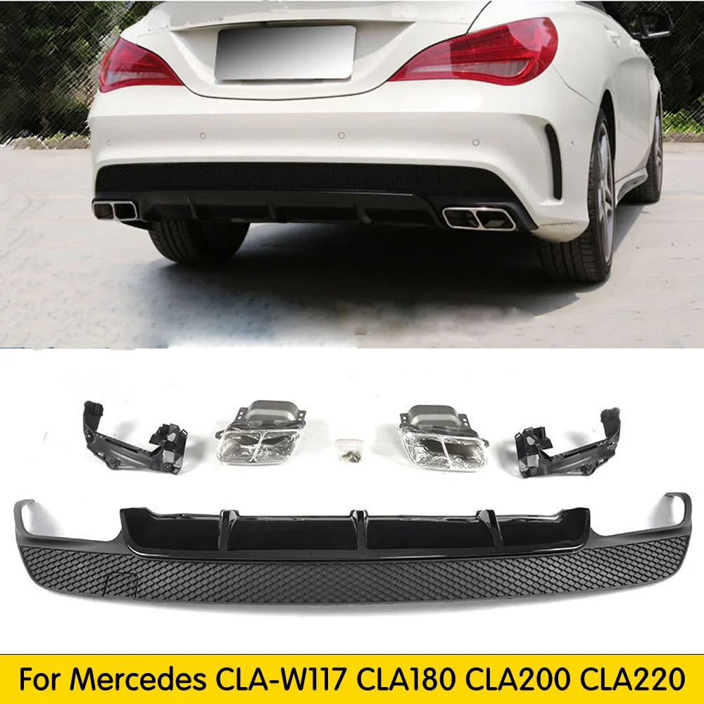 For Mercedes benz CLA-W117 CLA45 CLA180 CLA200 250 Posterior lip abs diffuser+4-outlet alloy exhaust tip 13-15 | Автомобили и