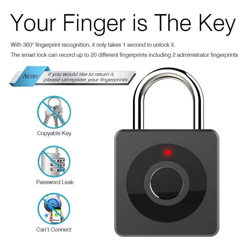 Usb Charging Fingerprint Padlock-Smart Lock Anti-Theft Keyless Biometric Lock Security Lock For Gym,Sports,School& Employee L