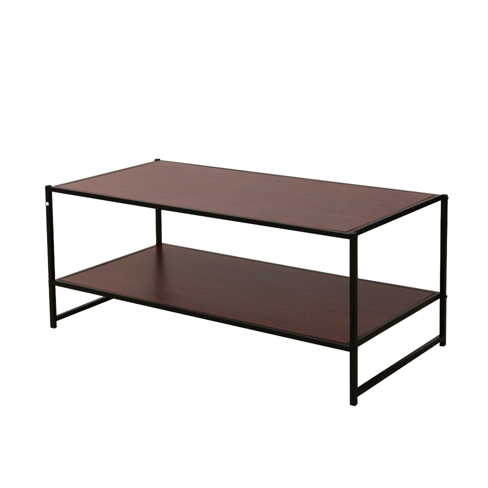 

Rustic Iron Frame Wooden Veneer Coffee Table Brown Dropshipping