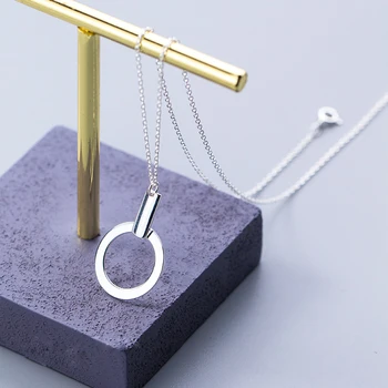 

Circle Necklace Disk Pendants 925 Silver Choker Kolye Charm Vintage Best Friend Bijoux Femme Collier Necklace Women Jewelry
