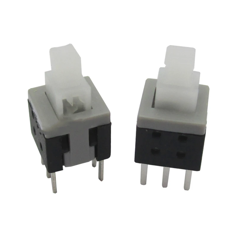 

100% NEW 10pcs 8.5X8.5MM 8.5*8.5MM Self-locking switch Push button switch Button Double row and 6 feet Straight free shipping