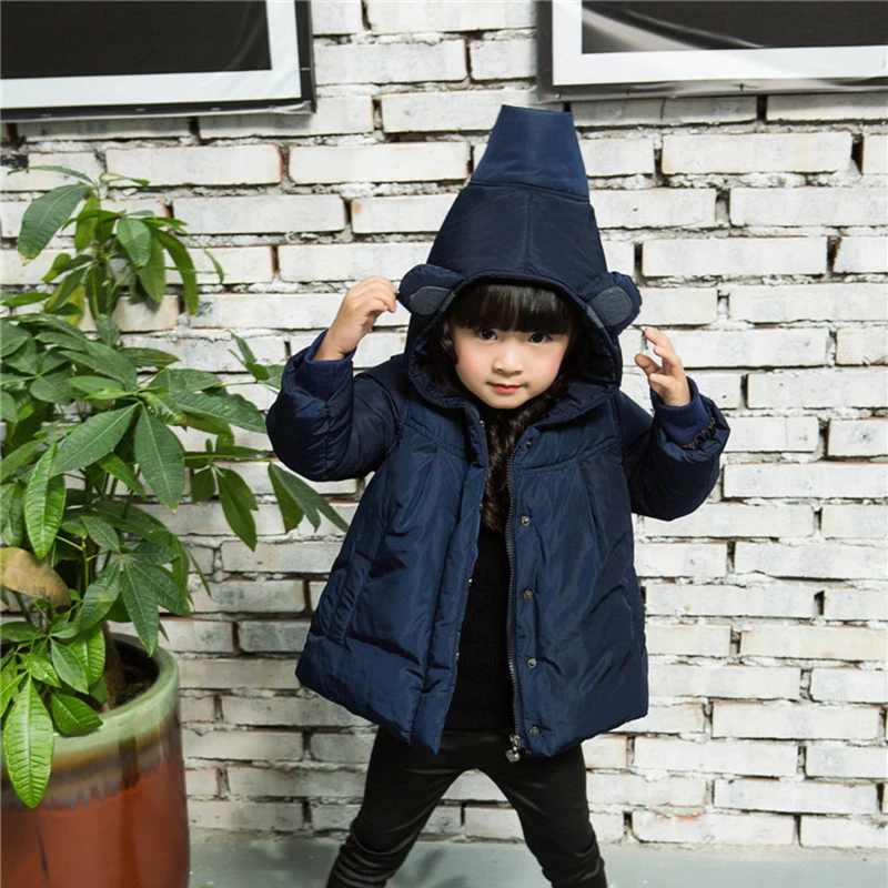 Детское зимнее пальто для девочек темно-синяя детская одежда куртка для маленьких девочек теплая хлопковая верхняя одежда с капюшоном одежда для малышей 6 лет