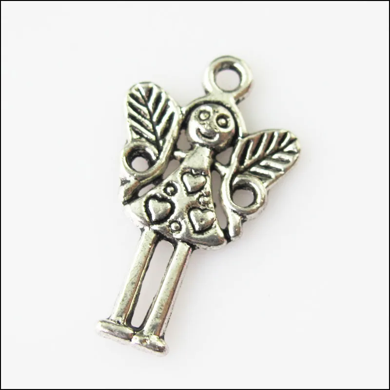 

New 10Pcs Tibetan Silver Tone Heart Angel Wings Charms Pendants 14.5x25mm