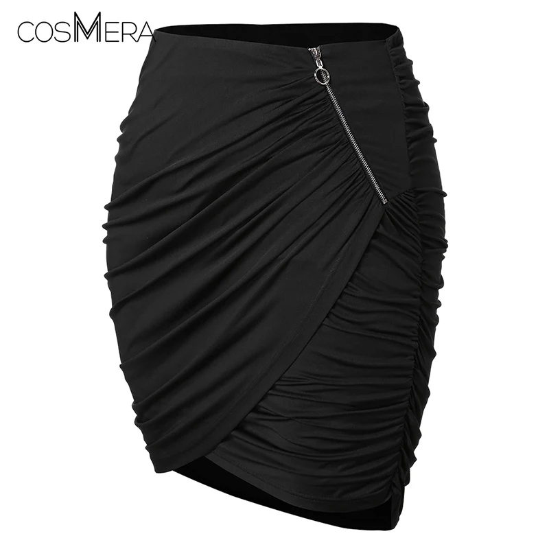 

COSMERA Plus Size 5XL XXXXL Black Zipper Ruched Mini Short Skirts XXXL XXL Women Clothes Big Size Vintage Bodycon Party Skirt