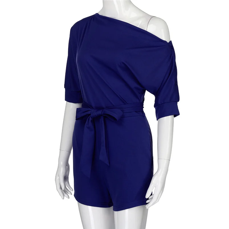 2018 Hot Sale Women's Summer Jumpsuit Sexy Off Shoulder Ruffle Short Romper Fashion Casual Party Jumpsuit  Rompers Holiday #J28 (27)