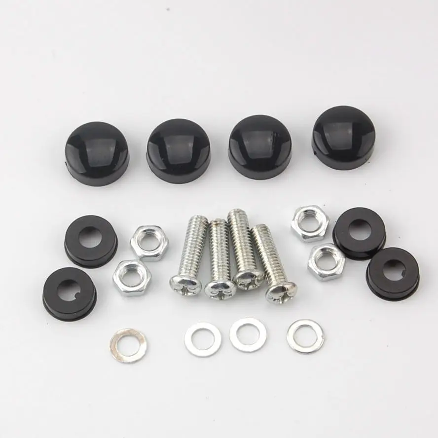 NEW 4X Car License Plate Frame Security Screw Bolt Caps Covers For JEEP Black