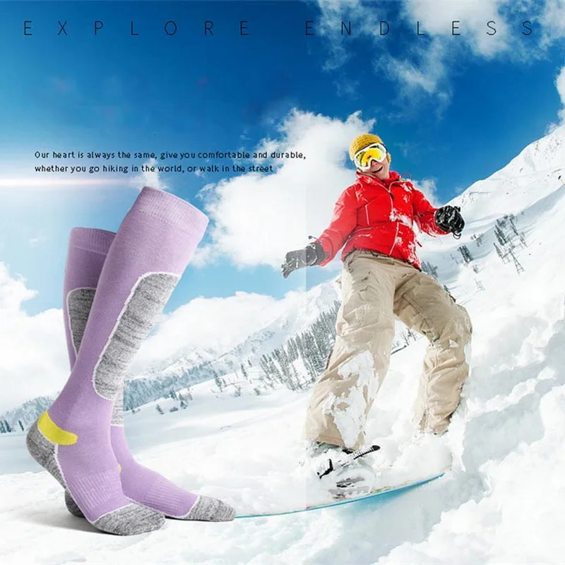 1 Pair Ski Socks For Women Men Outdoor Mountaineer Hiking Snowboarding Half Sport Socks Thicken Warm Winter Foot Ankle Protector