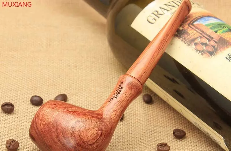 4 rosewood straight smoking pipe with wooden mouthpiece stem good look