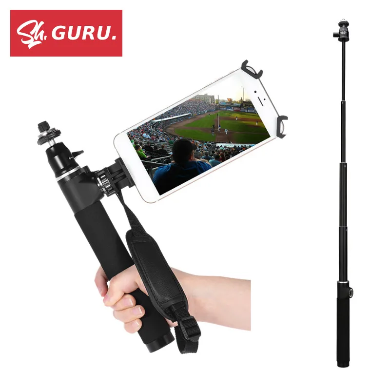 Aluminum Alloy Selfie Stick Monopod + Smartphone Mount Phone Clamp for