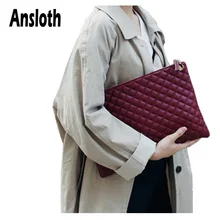 Anslot классические сумки-клатчи для женщин с прошитой нитью, Большой Вместительный дневной клатч, женские Сумки из искусственной кожи, женские клатчи HPS545