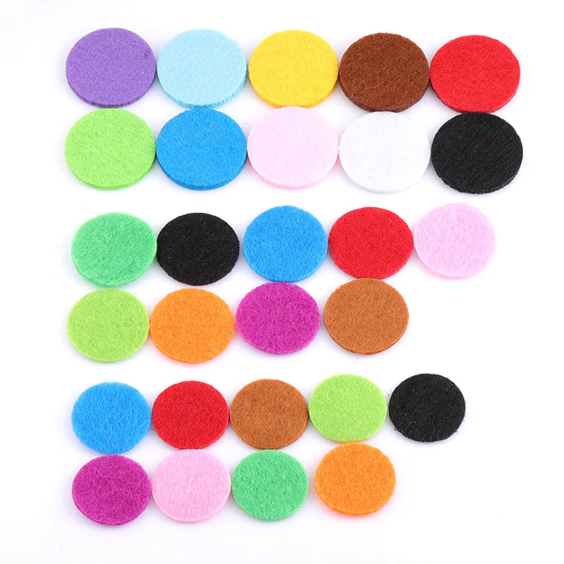 

20pcs/lot colorful aromatherapy felt pad 23mm 25mm 30mm for 30mm aromatherapy essential oil perfume diffuser small box pendant