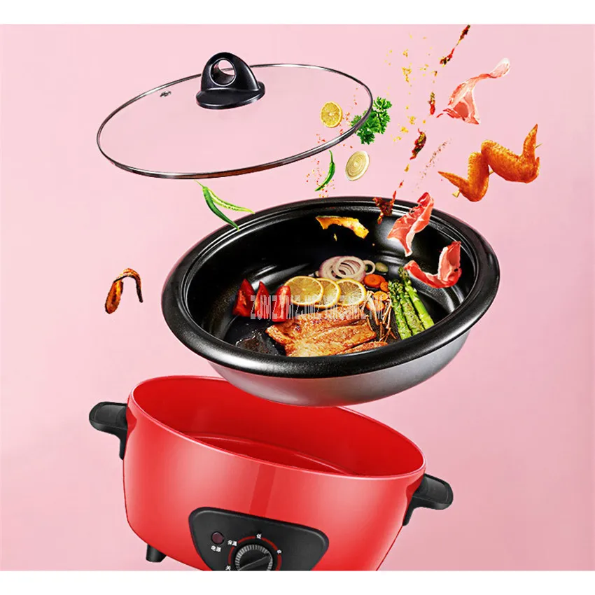 4L Electric Hot Pot Multi Cooker Pot Separatable Non-stick Coating Electric Cooking Machine Stewing Hotpot Cooker 1450W RHG-40A1