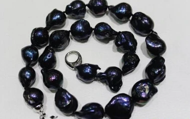 

Jew3109 Black Beautiful keshi pearl necklace 17.5INCH Alloy "handmade