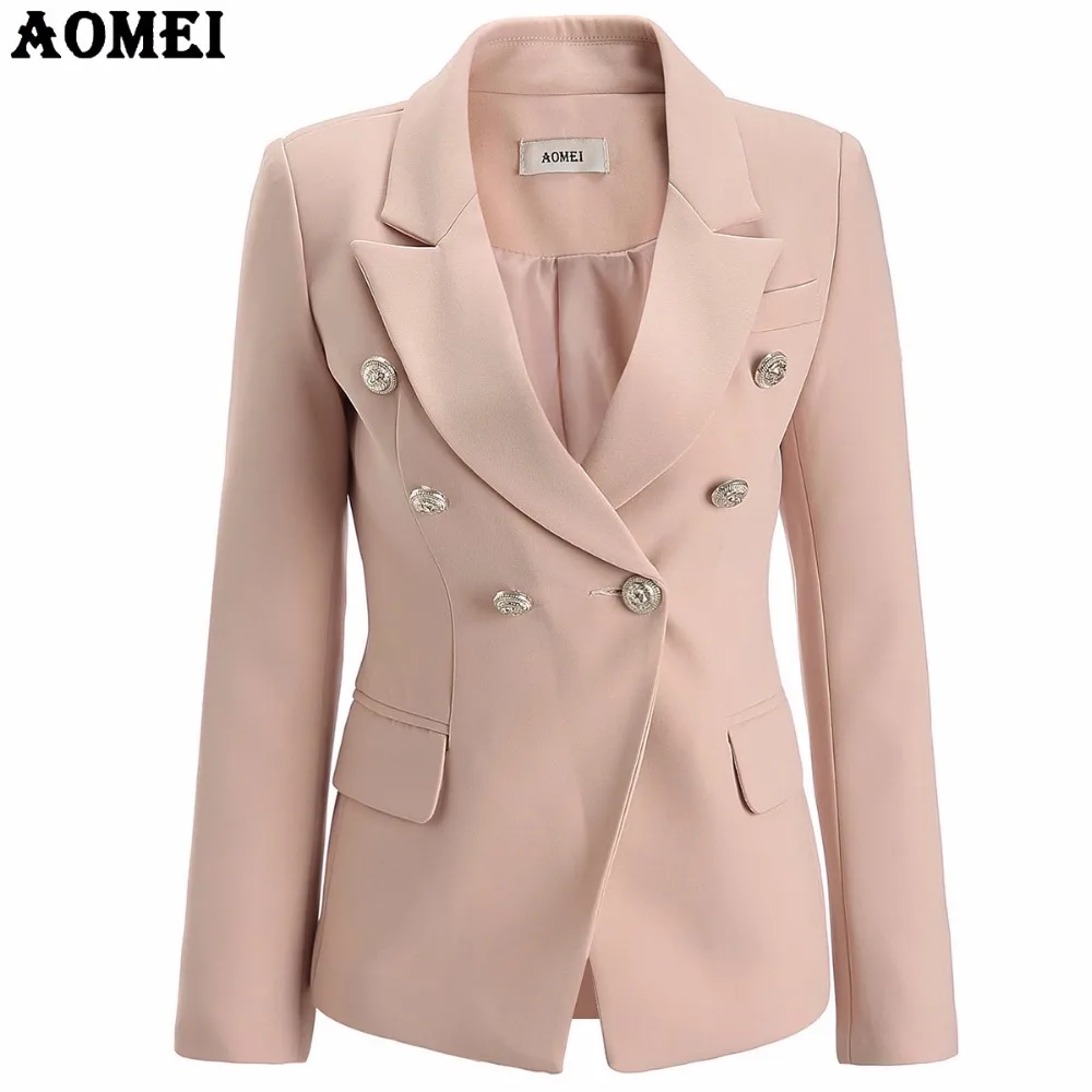 

Pale Pink Blazer Wear to Work Office Lady Tops Clothing Fall Women New Button Design Blasers 2019 Spring Fashion Coat Chaquetas