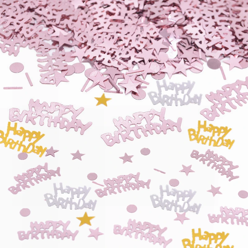 

15g/bag Happy Birthday Letter Confetti Rose Gold Confetti With Star Disc For Birthday Party Table Sparkle Confetti Decoration 7z