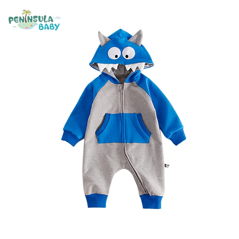 

Infant Romper Cartoon Little Monster Costume Baby Boys Girls Jumpsuit Newborn Baby Autumn Winter Long Sleeves Hooded Clothing