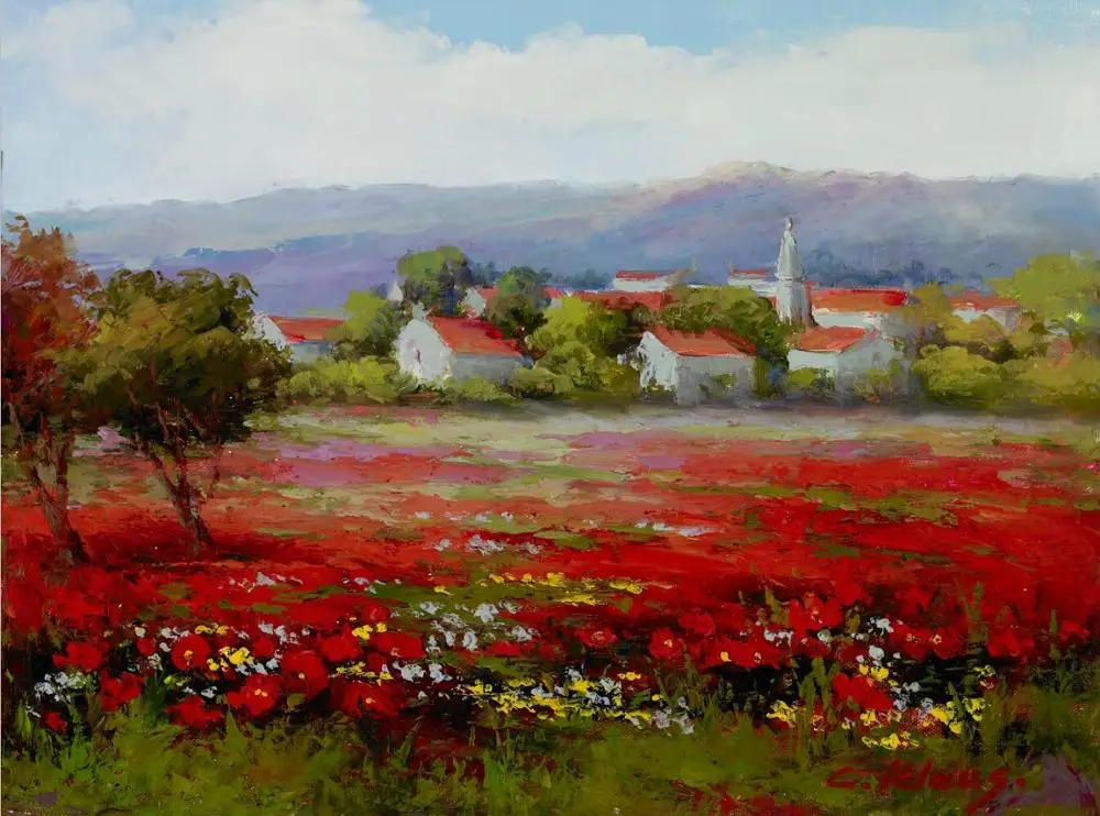 Клода монета лотоса Poppy Fields картина маслом в стиле импрессионизма на Постеры-холсты и репродукции, настенное искусство картина для гостиной - Цвет: PC4721