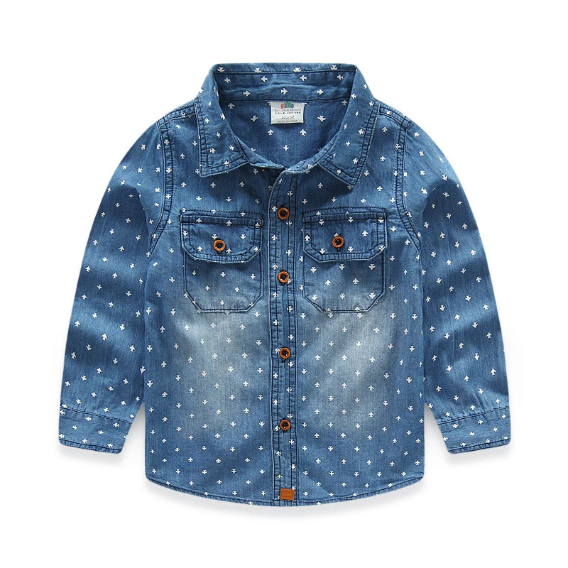 WENDYWU Baby Boys Denim Shirts Kids Long Sleeve Blouse kids Spring