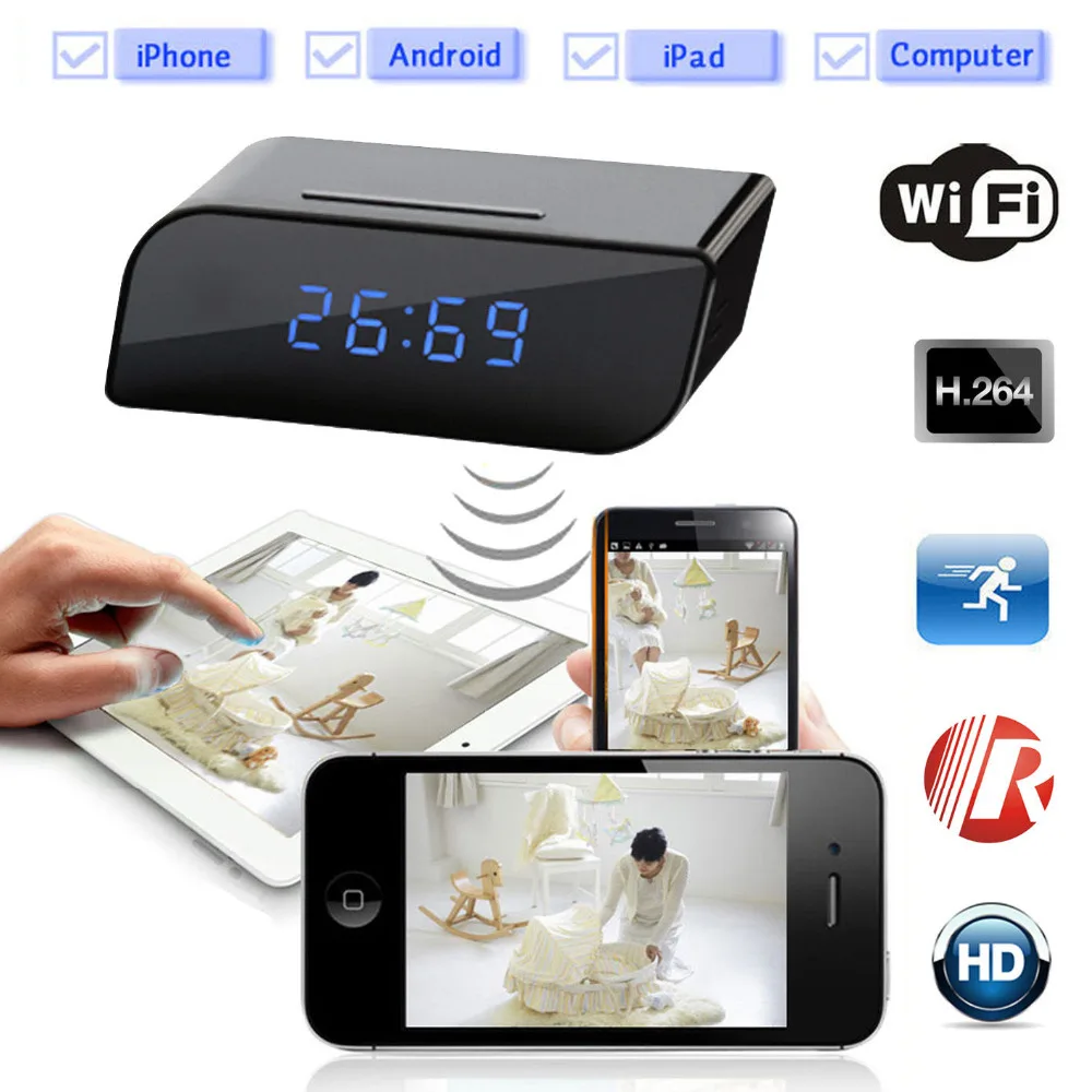 

Micro Wifi IP Camera HD 1080P Clock Mini Camcorder Wireless Video Recorder Security Digital Cam Motion Detection Sensor Espia