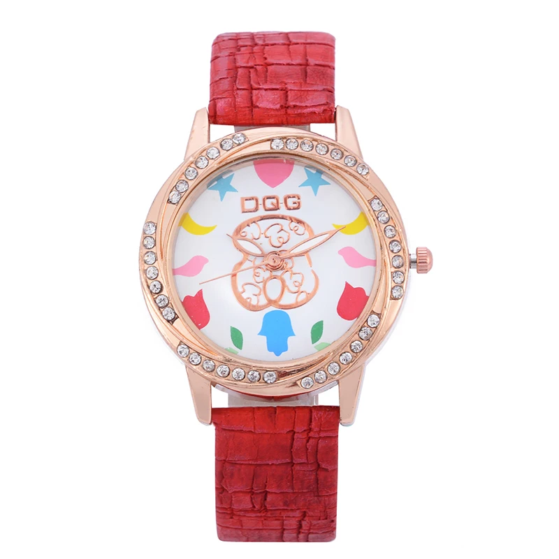 

Top Brand New Fashion Creative Rose Gold Crystal Watch Bear Watches Ladies Casual Dress Quartz Watch Leather Strap Gift Clock