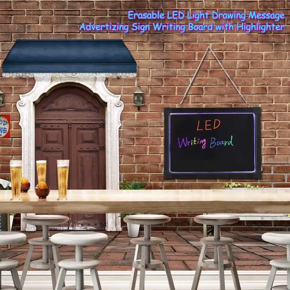 tablero de dibujo de luz led borrable panel de escritura de anuncios de mensajes con iluminador colgante remoto vhain kit 110v a 240v