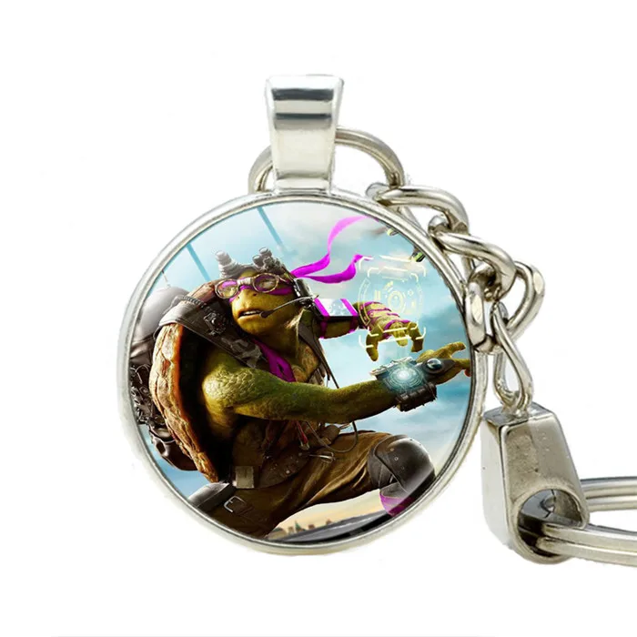 Фильм Ninja Turtles 2 брелки стекло кабошон ручной старинные фото custom key chain стеклянный купол ювелирные изделия Key Holder - Цвет: As Shown