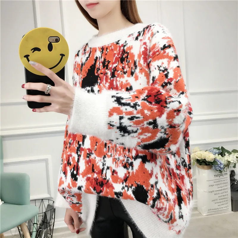 6292 (5 комната 3 № под новым чернильным узором) свободный свитер 63|loose sweater|pattern