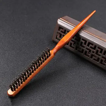 

Mixed Boar Bristle Tipped Nylon Three Rows Teasing Hair Brush With Tail Handle Back Combing Detangling Hairdressing Comb Tool