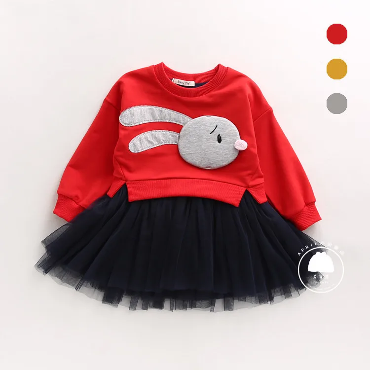 2017 Spring Autumn Cute Rabbit Girls Dresses Kids Children ...