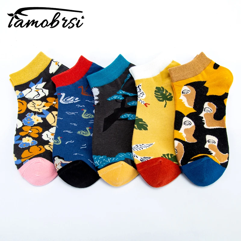 

Creative Summer Short Happy Socks Women Men Couple Boat Sock Slippers Street Style Invisible Novelty Funny Cotton Ankle Socks