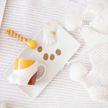 

[MPK Cat Plates] Porcelain Cat Paw Plate, Cat Stealing Food Plate