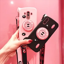 

For huawei P20 pro mate 10 pro honor 10 9 nova 3 case cover cute 3d camera pig with shoulder strap soft silicon phone bag shell