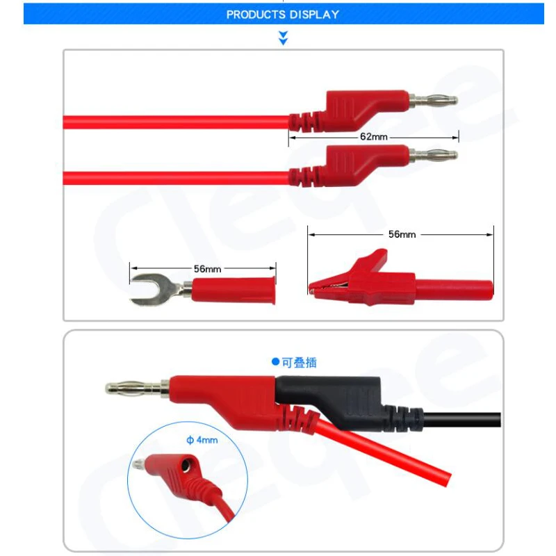 15 шт./лот 4 мм разъем типа "банан" тестовый комплект мультиметр ремонт кабель питания и крокодил длина 1 метр