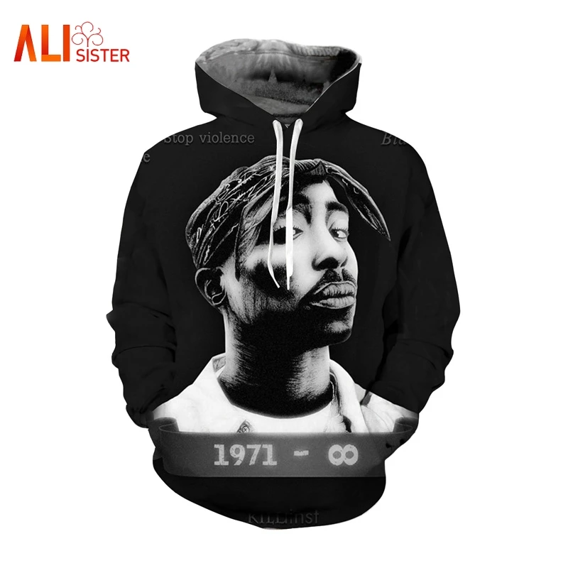 Толстовка с капюшоном и 3d принтом 2PAC Tupac для мужчин женщин Осень зима 2019 хип хоп