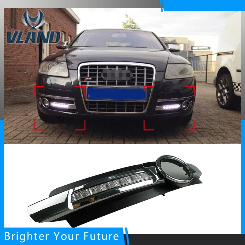

2PCS White Daytime Running Light DRL Front Fog Lamp for Audi A6 C6 2005-2008
